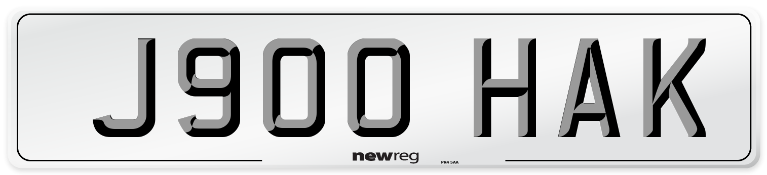 J900 HAK Number Plate from New Reg